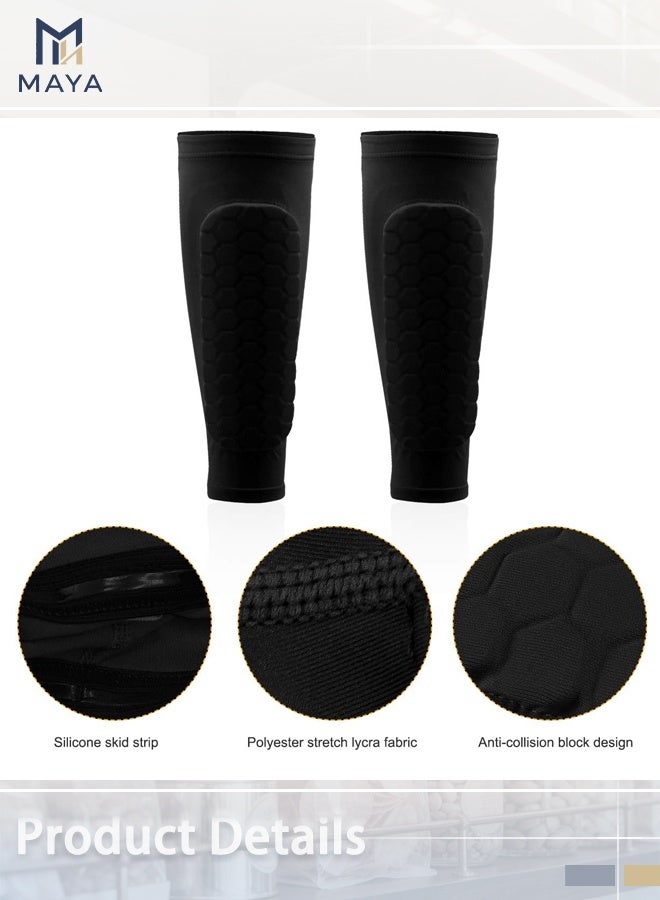 Maya Flexible Calf Protection Leggings Soccer Shin Guards for Adults High Impact Resistant with Anti-Collision Technology Ankle Support Gear Football （Black XL） - Image 3